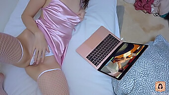 Alluring Teen Enjoys Watching Porn And Reaches Orgasm