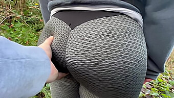 Outdoor Exhibitionist With Round Buttocks Gets Fondled In Public Park