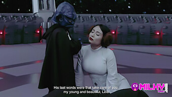 In A Steamy Star Wars Parody, The Wise Master Yoda Takes On The Seductive Princess Leia In A Passionate Encounter.