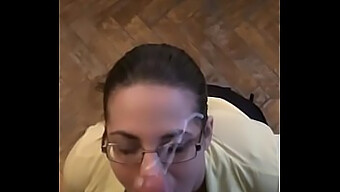 Nerdy Teen Gets Her Mouth Covered In Cum