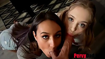 Anastasia Knight Y Eliza Ibarra En Un Trío Salvaje Con Un Papá Cachondo